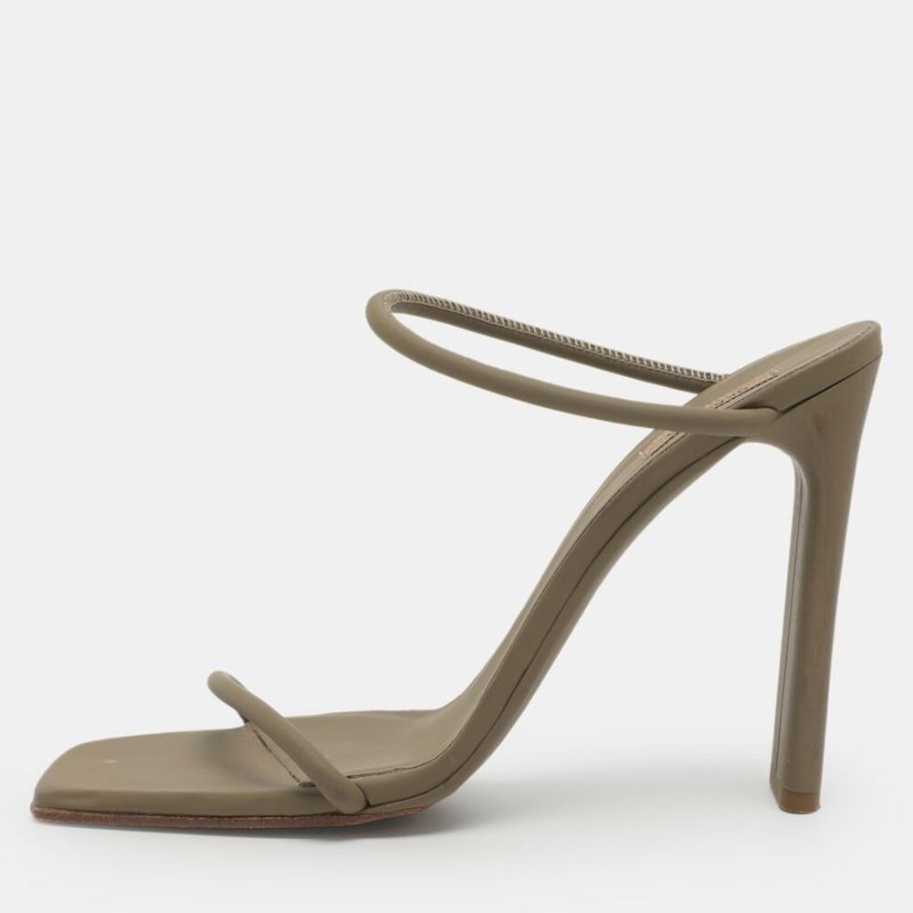 Yeezy Season 6 Size 37.5 Green Leather Slide Sandal